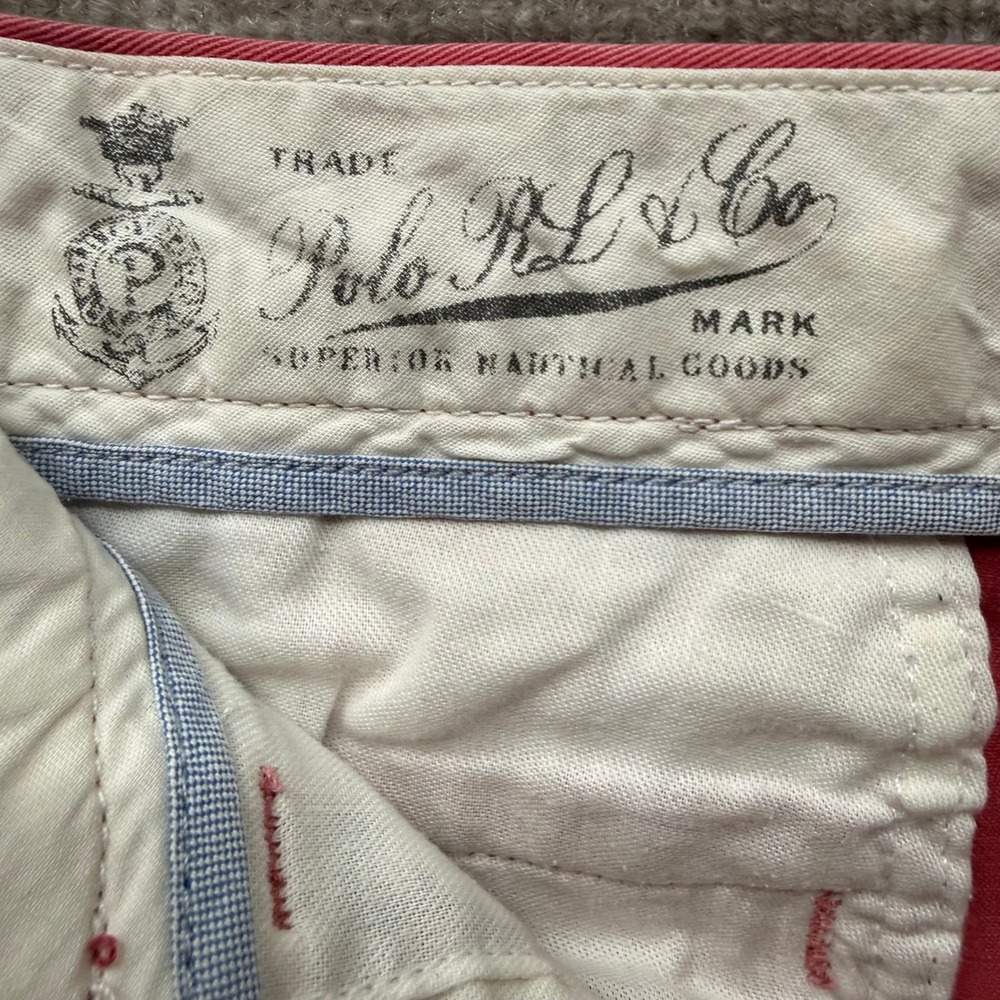 Polo Ralph Lauren Mens Salmon Pink Chino Shorts Nautical Crest Size 34 Cotton - Picture 3 of 11